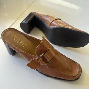 Franco Sarto Tan Leather Clogs with Buckle